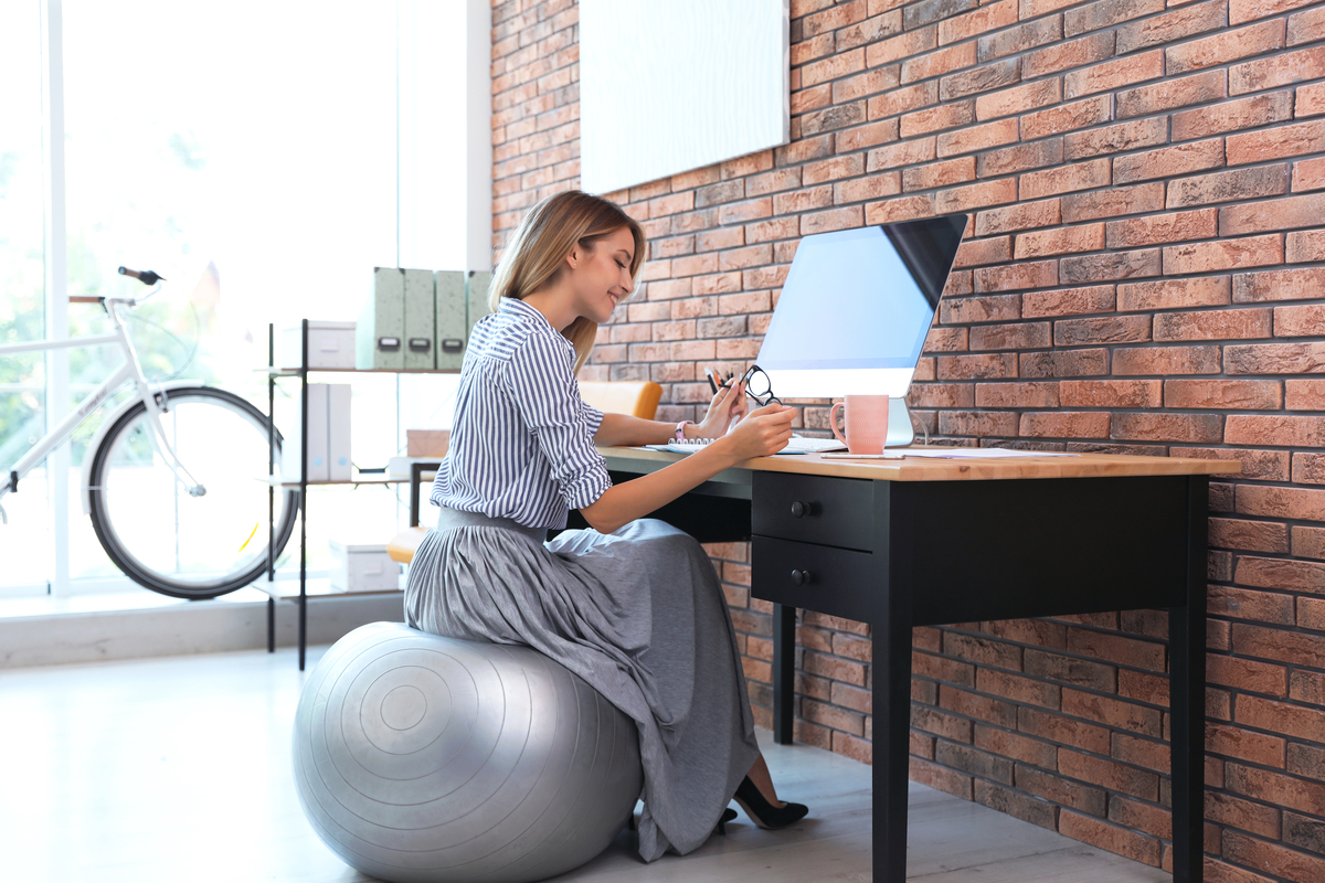 replacing chair with exercise ball